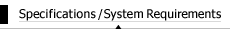 Specifications/System Requirements