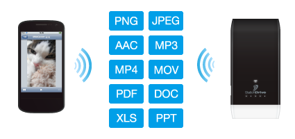 PNG,JPG,AAC,MP3,MP4,MOV,PDF,DOC,XLS,PPT対応