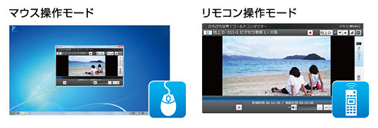 「マウス操作モード」と「リモコン操作モード」の比較 「マウス操作モード」と「リモコン操作モード」の比較