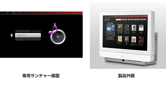 専用ランチャー画面／製品外観