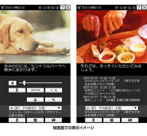 縦画面での表示イメージ