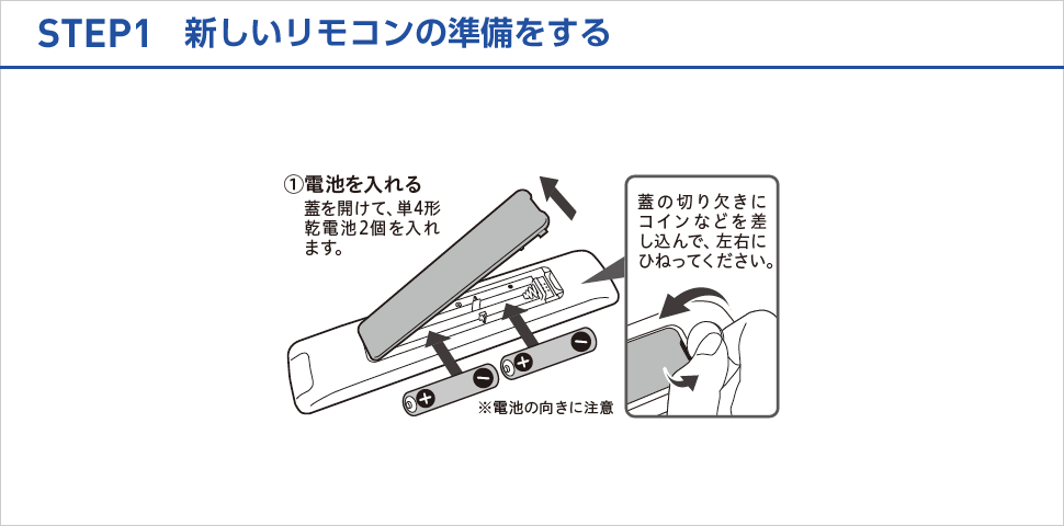 STEP1 新しいリモコンの準備をする