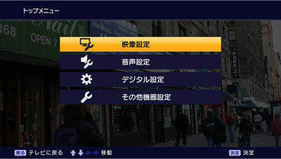 分かりやすいメニュー画面